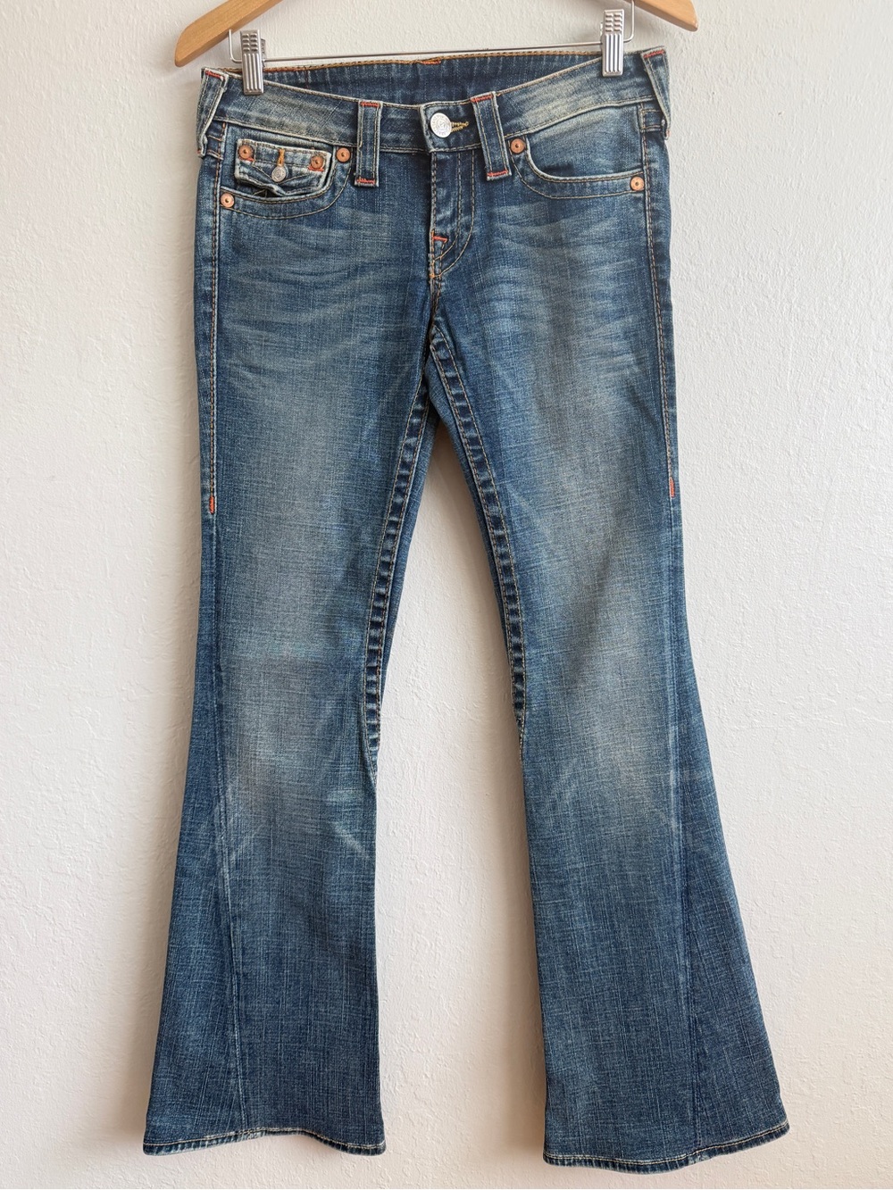 Y2K True Religion Joey Low Rise Flare Twisted Seam Jeans 27